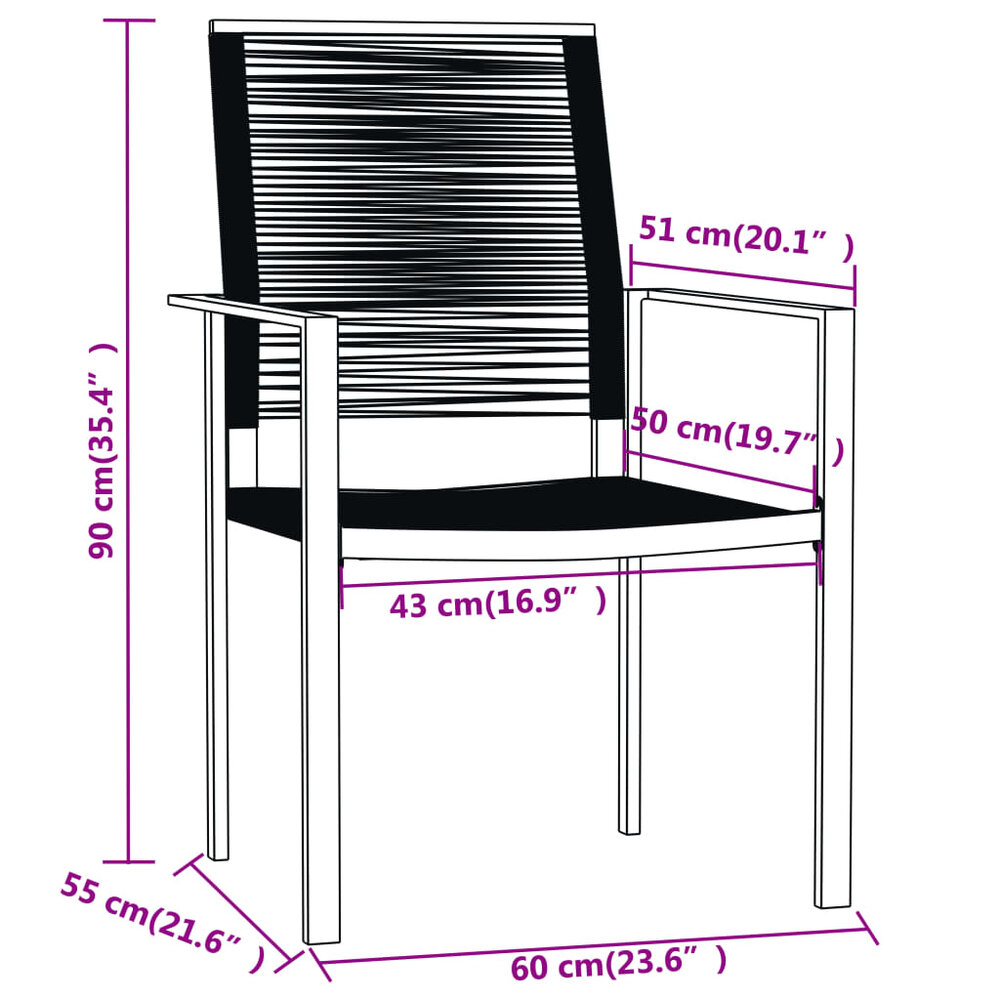 Tuinset Nice zwart metaal 5-delig design