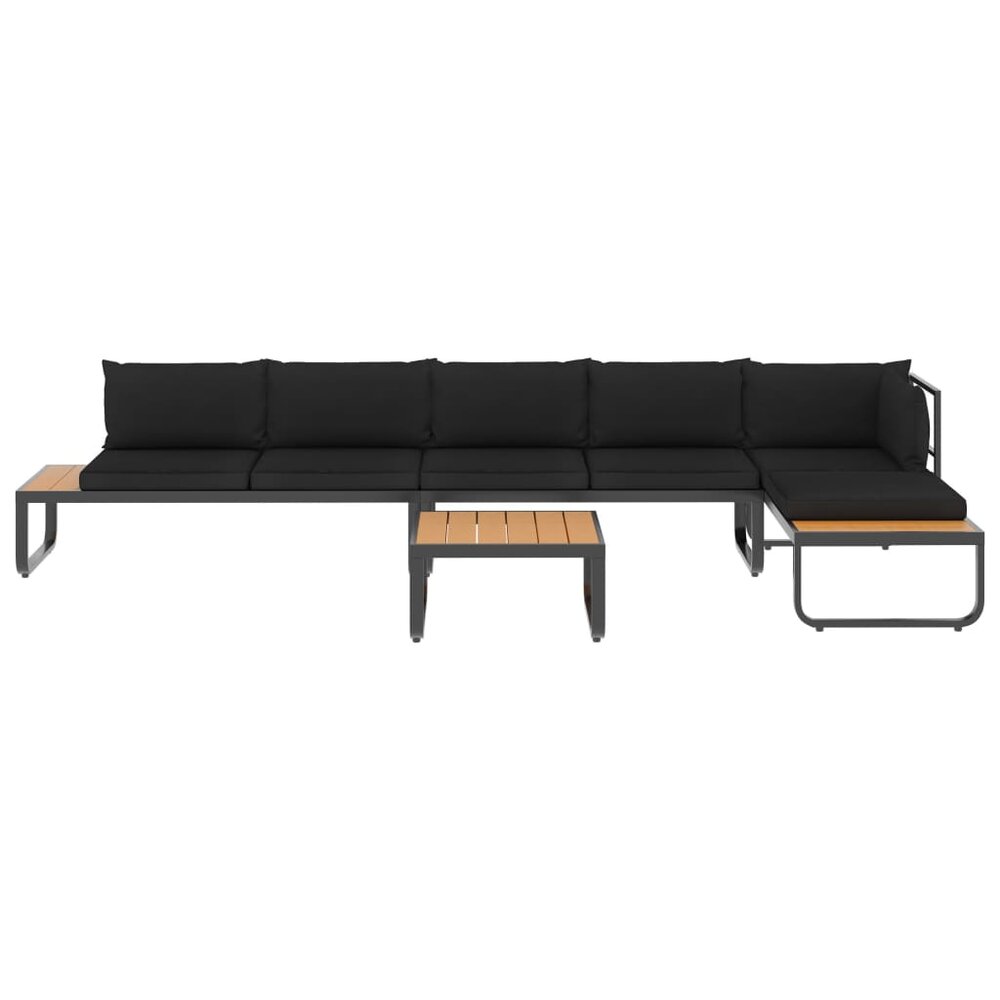 Loungeset Prince aluminium zwart met bruin 4-delig