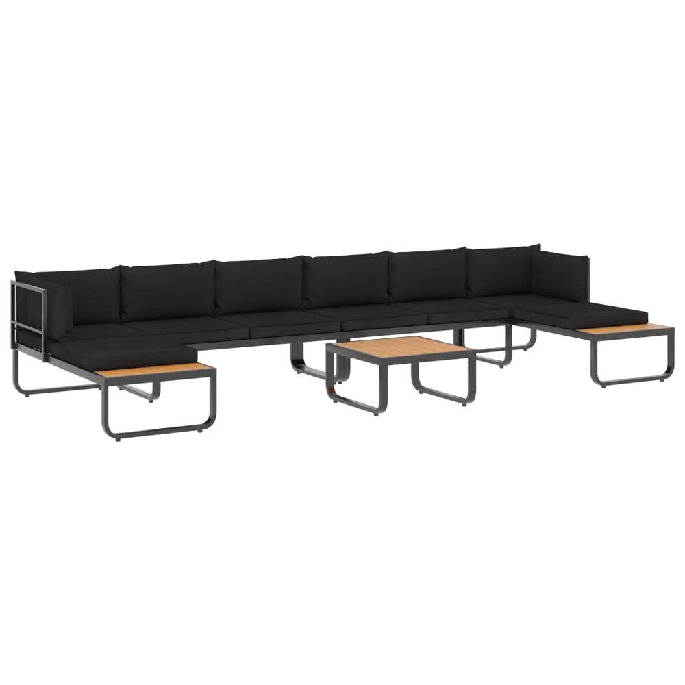 Loungeset Prince aluminium zwart met bruin 5-delig