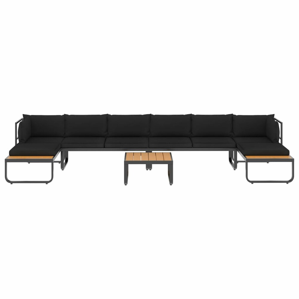 Loungeset Prince aluminium zwart met bruin 5-delig
