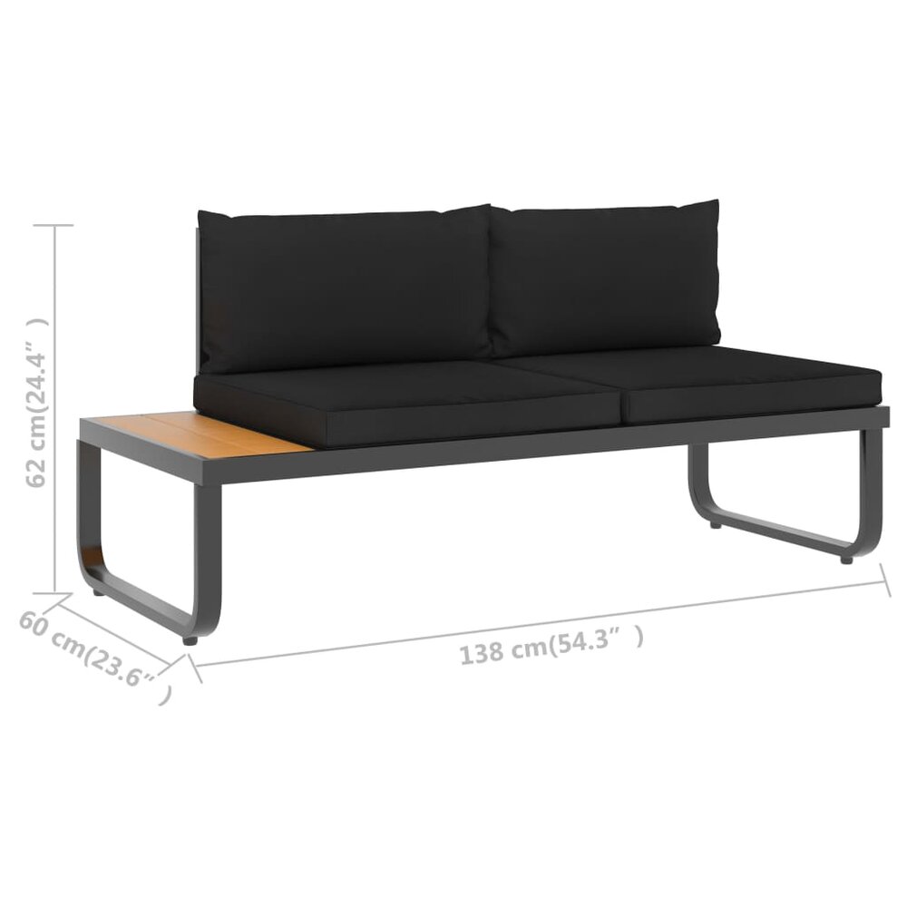 Loungeset Prince aluminium zwart met bruin 5-delig