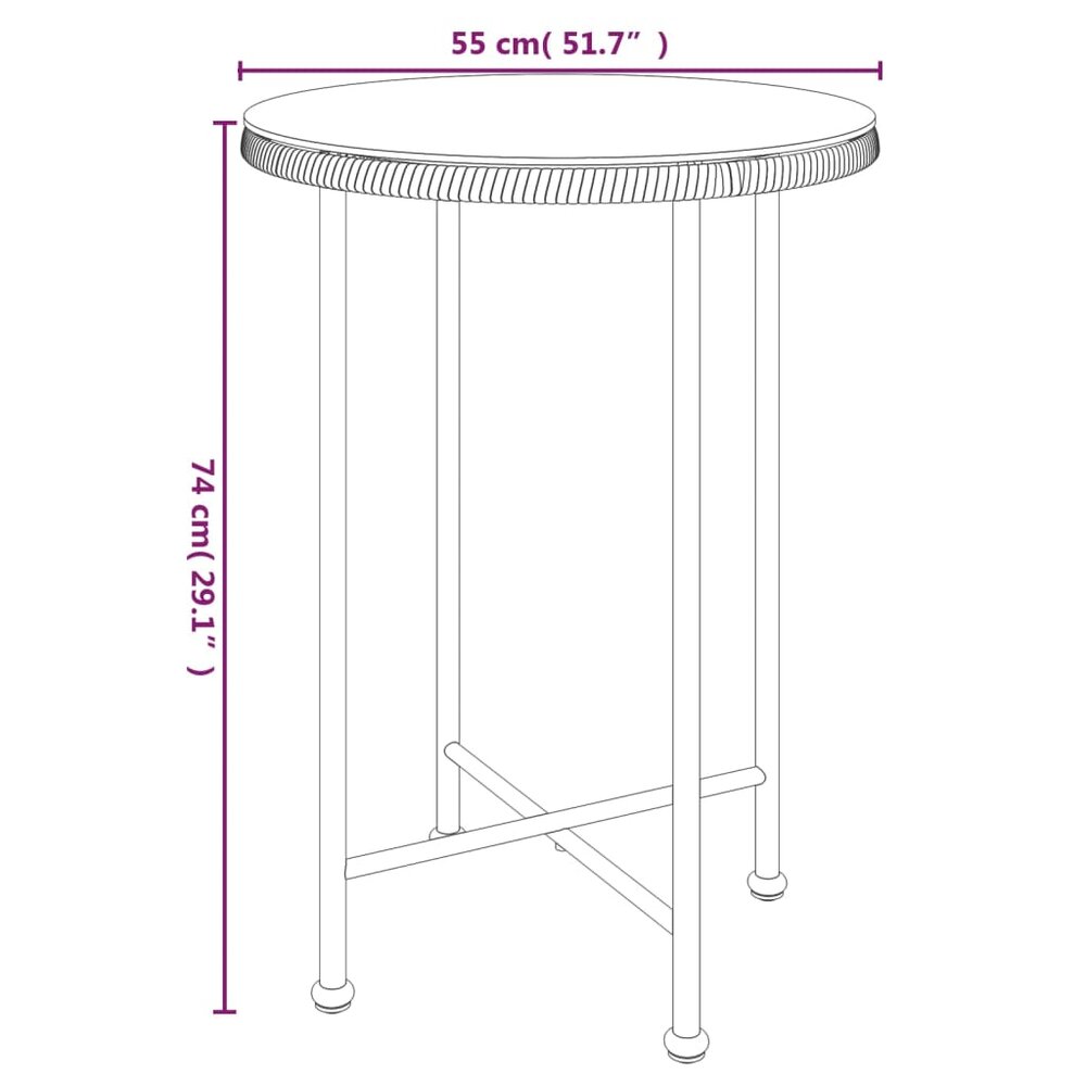 Tuinset Hansa Poly Rattan blank tafel met 4 stoelen