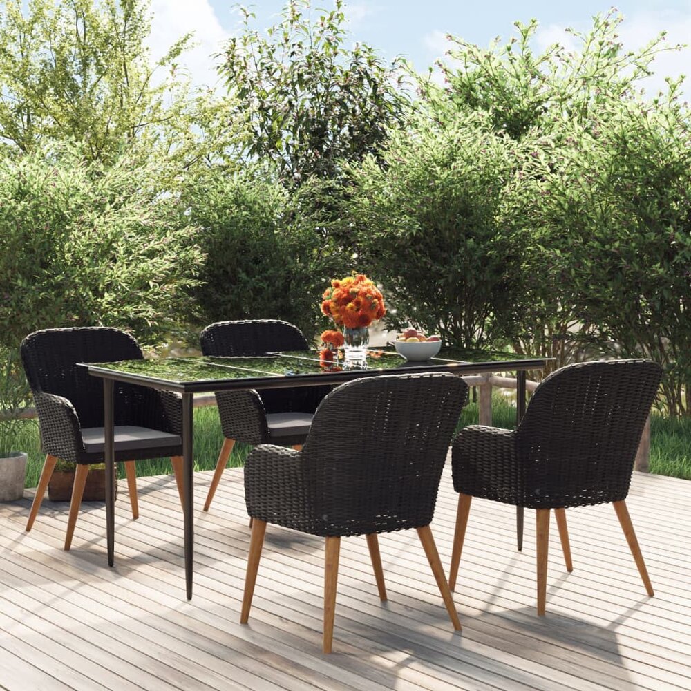 Tuinset Comfy tafel met 4 stoelen zwart
