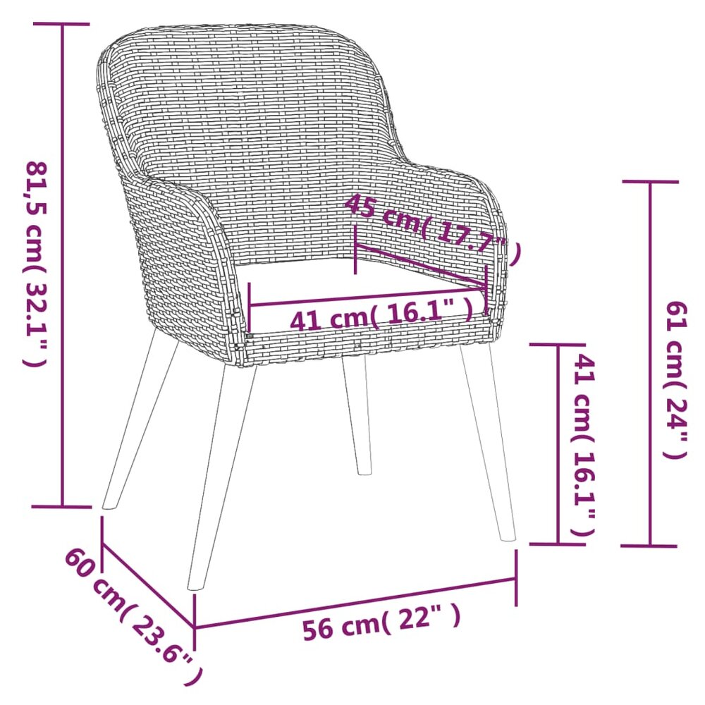Tuinset Comfy tafel met 4 stoelen zwart