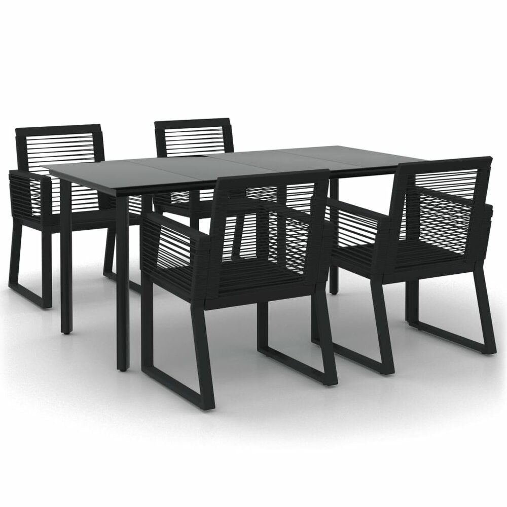 Tuinset Horizon poly-rattan zwart tafel met 4 stoelen