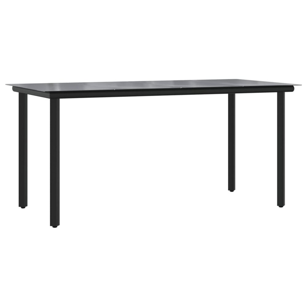 Tuinset Horizon poly-rattan zwart tafel met 4 stoelen