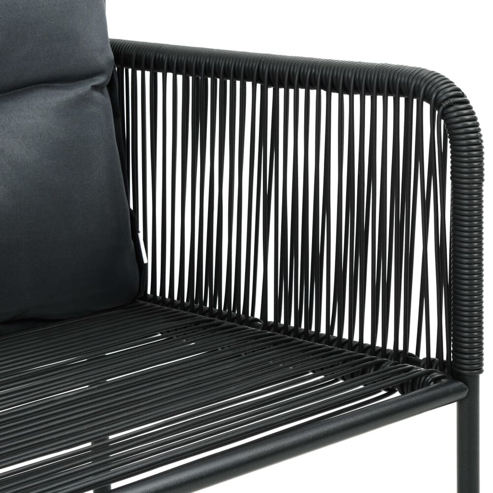 Tuinset Horizon poly-rattan zwart tafel met 4 stoelen