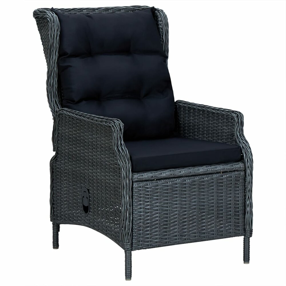 Tuinset Laren poly rattan donkergrijs tafel met 4 stoelen