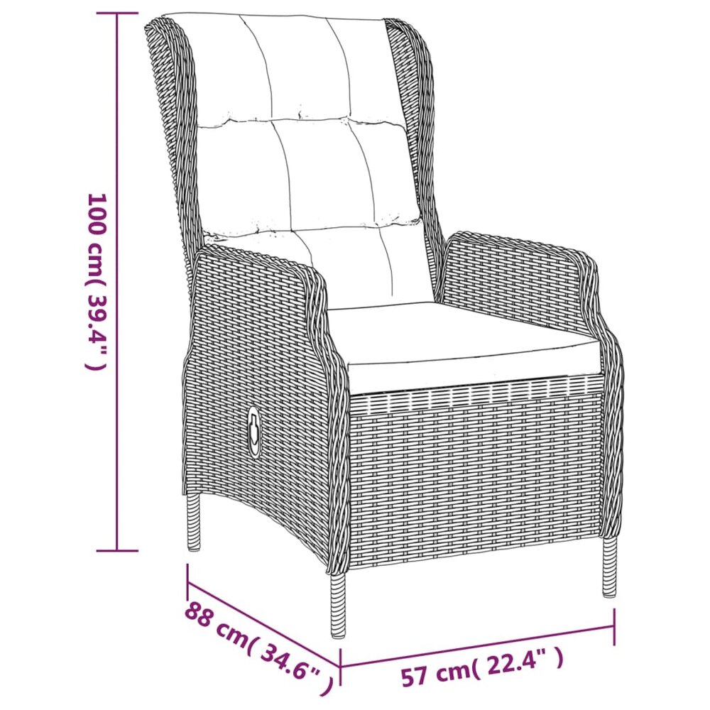 Tuinset Laren poly rattan donkergrijs tafel met 4 stoelen