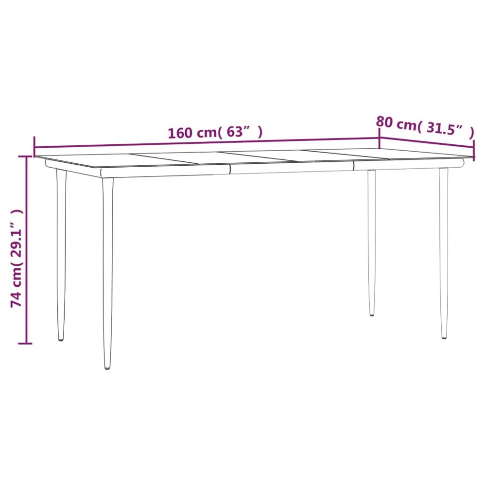 Tuinset Laren poly rattan donkergrijs tafel met 4 stoelen