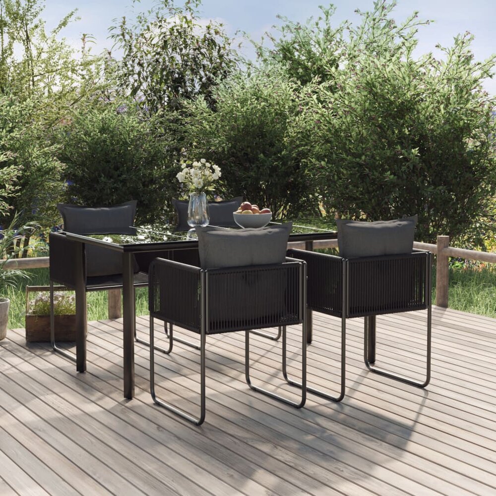 Tuinset Friso zwart tafel met 4 stoelen