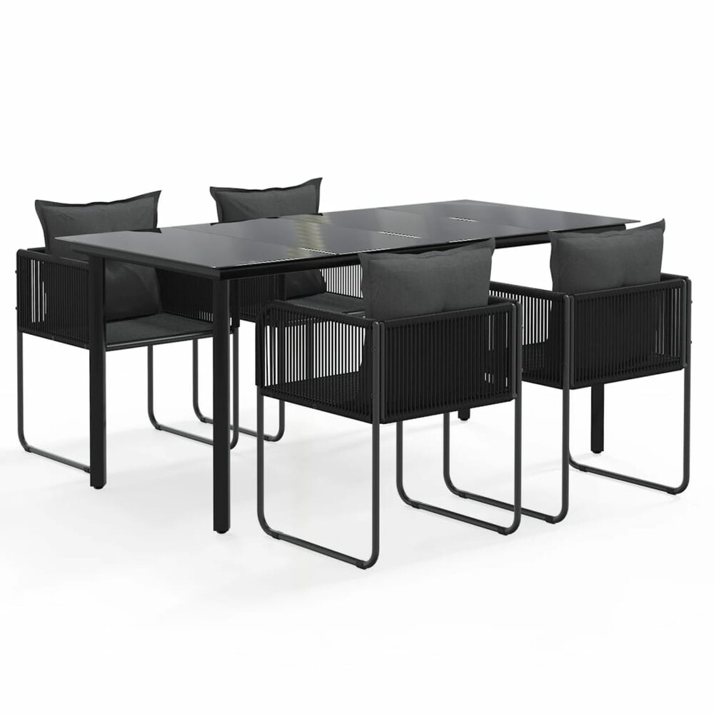 Tuinset Friso zwart tafel met 4 stoelen
