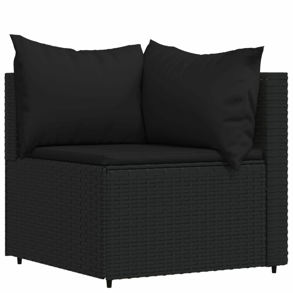 Loungeset Wendy Met Kussens Poly Rattan Zwart