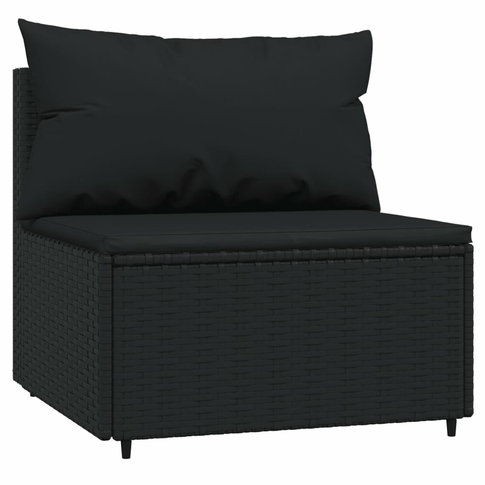 Loungeset Wendy Met Kussens Poly Rattan Zwart