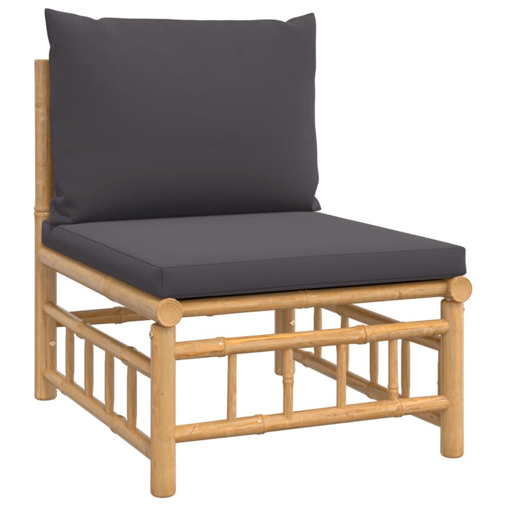 Loungeset Canaria Met Kussens Bamboe Donkergrijs 4-delig