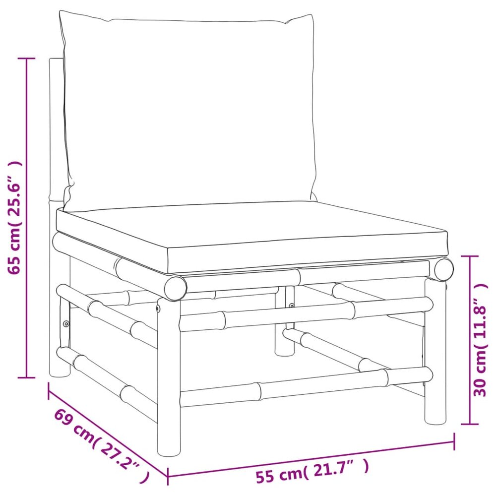Loungeset Palmas Met Kussens Bamboe Taupe 4-delig