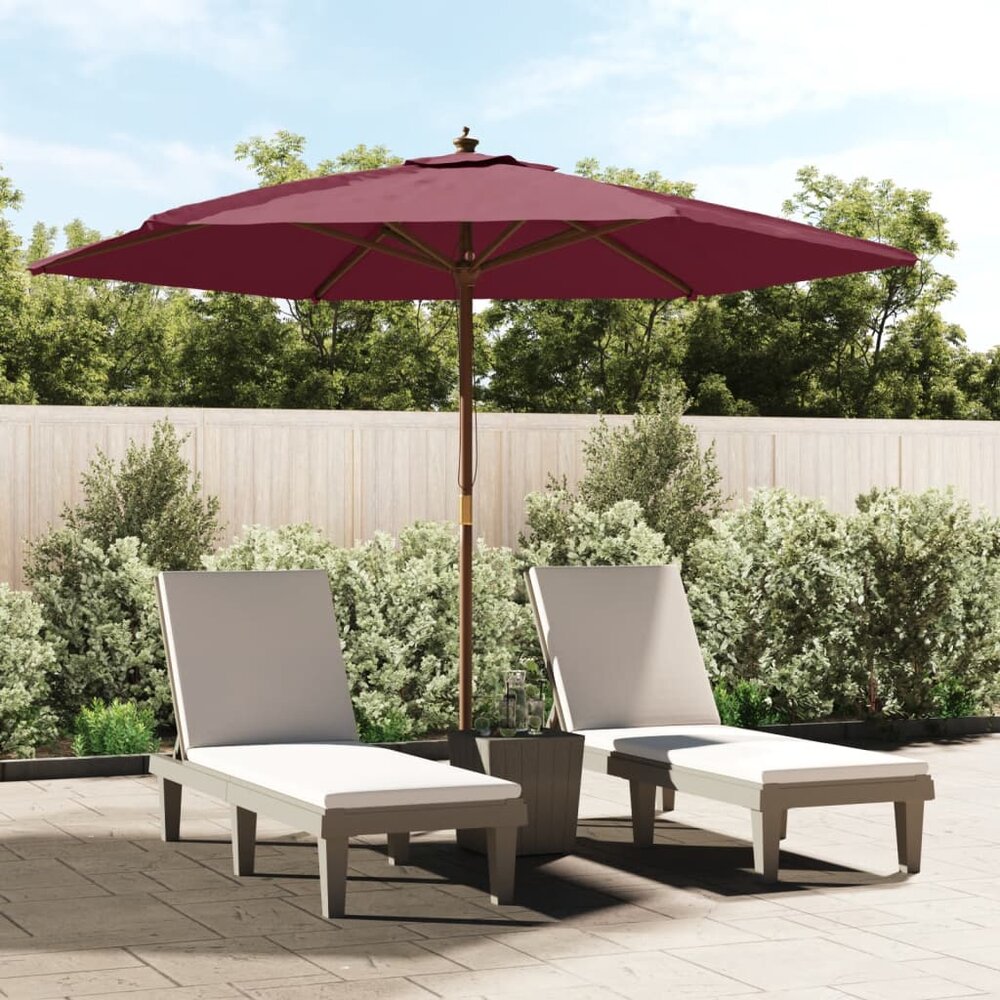 Parasol Met Houten Paal 299X240 Cm Bordeauxrood