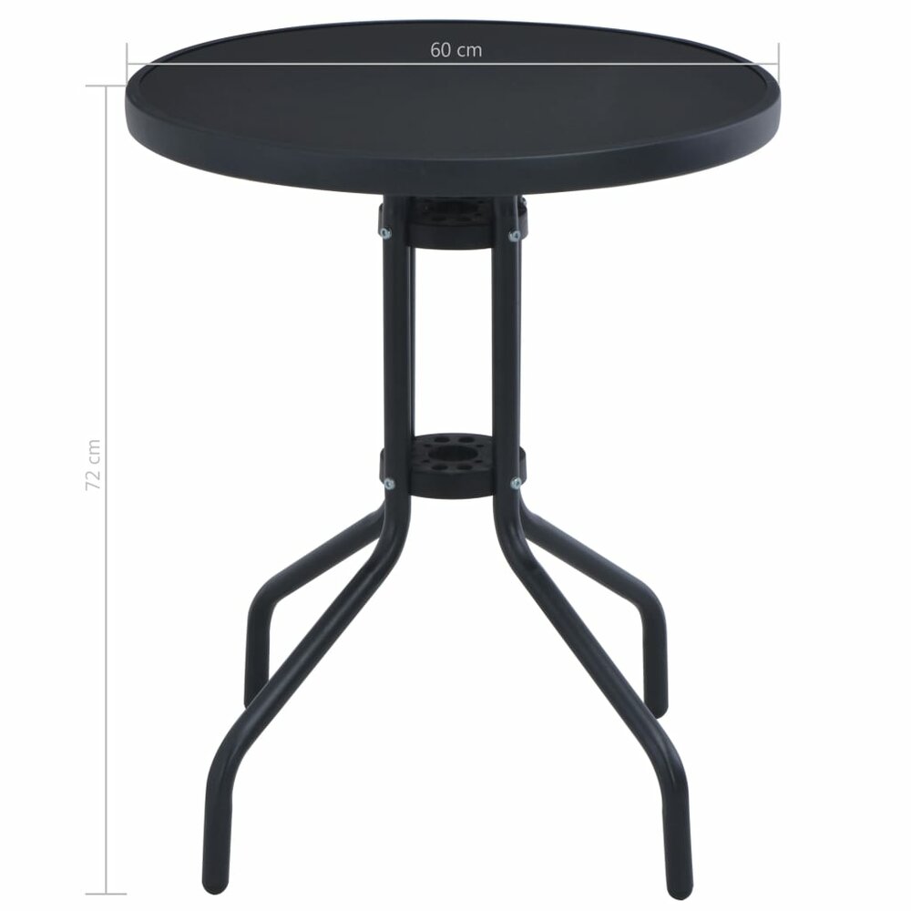 Tuintafel Nice 60 Cm Staal En Glas Zwart