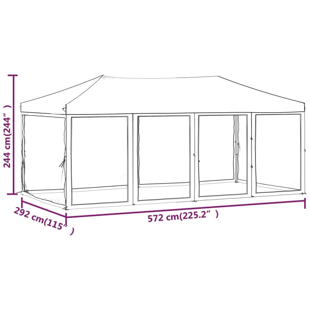 Partytent Inklapbaar Met Zijwanden 3X6 M Cr&egrave;mekleurig