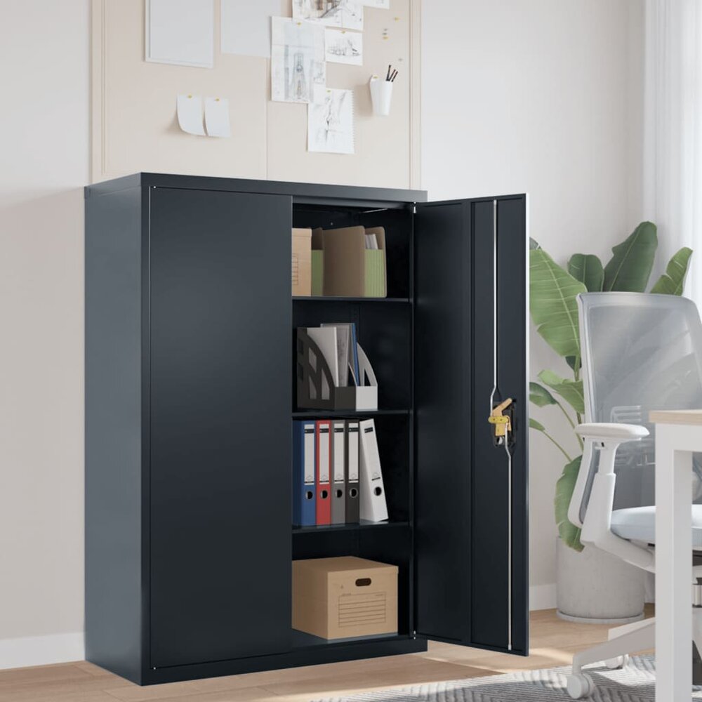 Archiefkast Marit Staal Antracietkleurig 90x40x140cm