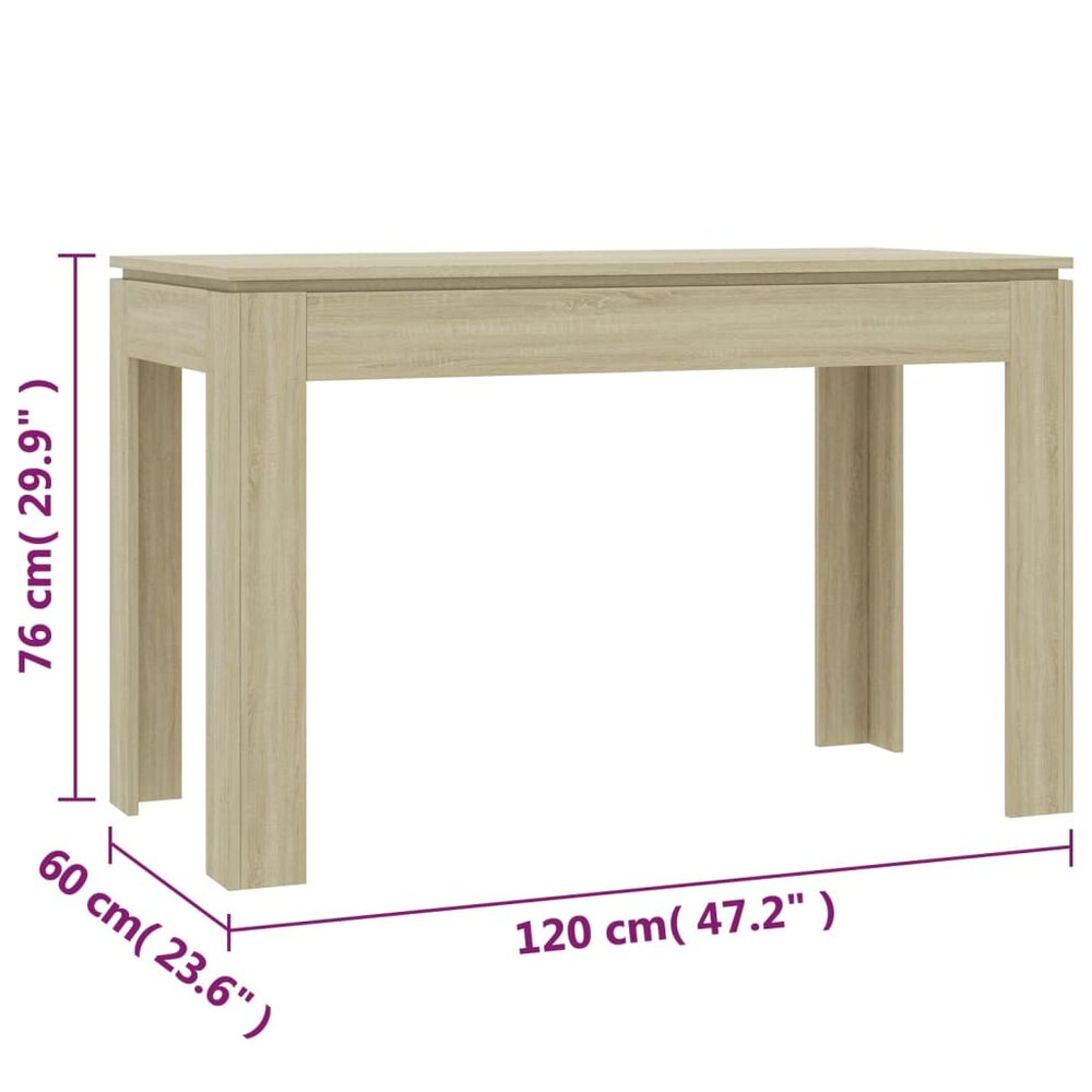 Eettafel Bommel 120X60X76 Cm Hout Eikenkleurig