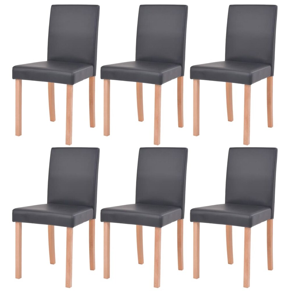 Eethoek Annet tafel met 6 Stoelen zwart Kunstleer En Eikenhout