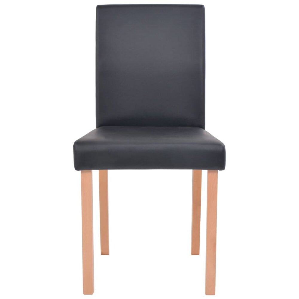 Eethoek Annet tafel met 6 Stoelen zwart Kunstleer En Eikenhout