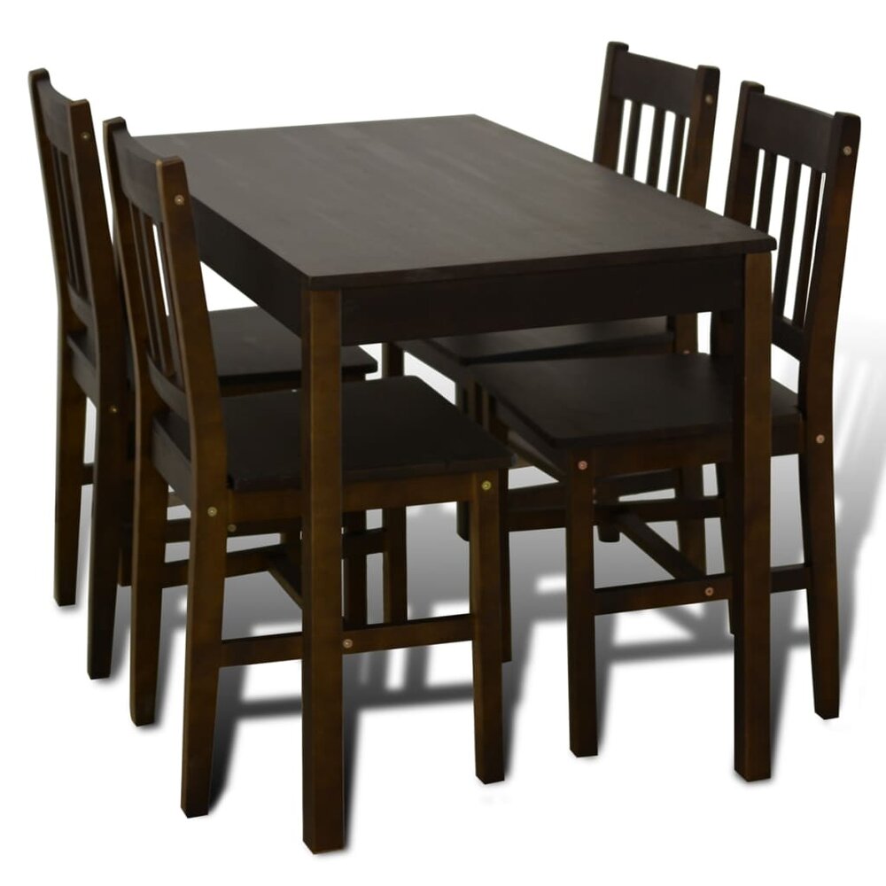 Eethoek Marcel 4 Stoelen Hout donker bruin