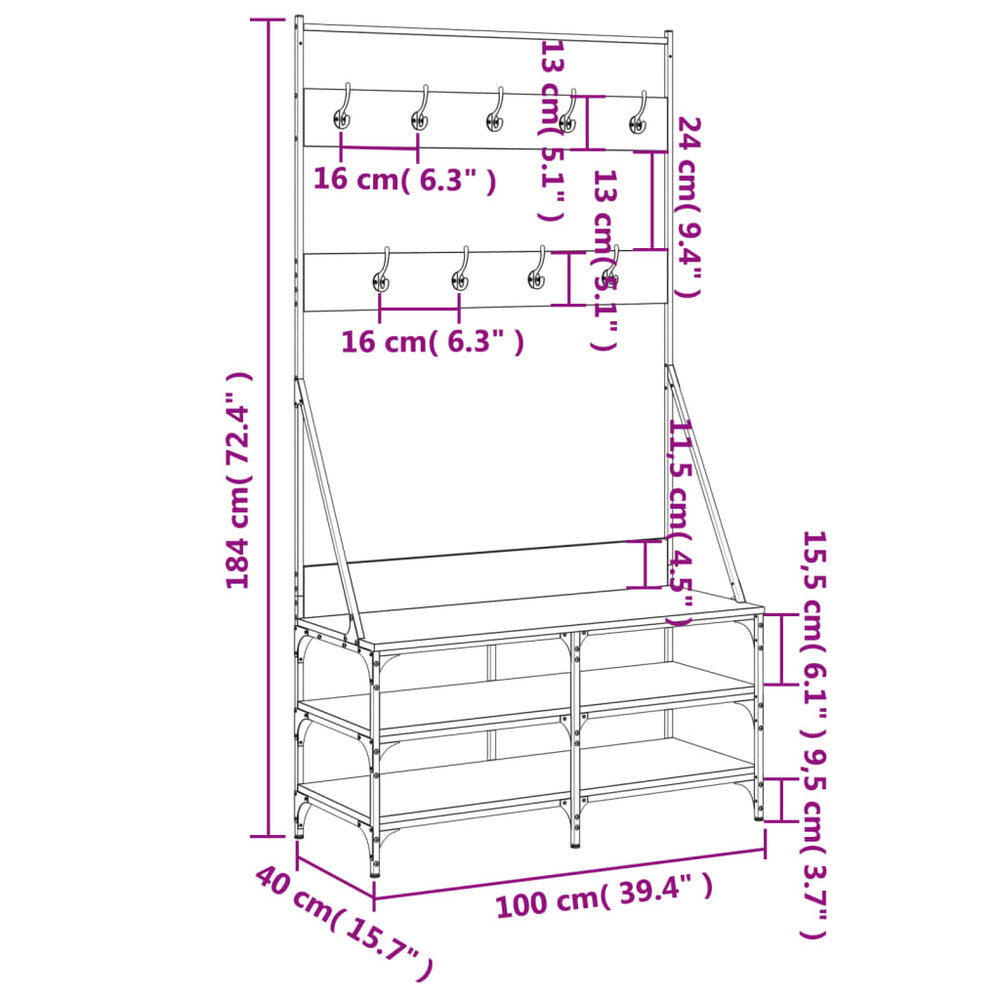 Kledingrek Met Schoenenrek Master 100X40X184 Cm bruin