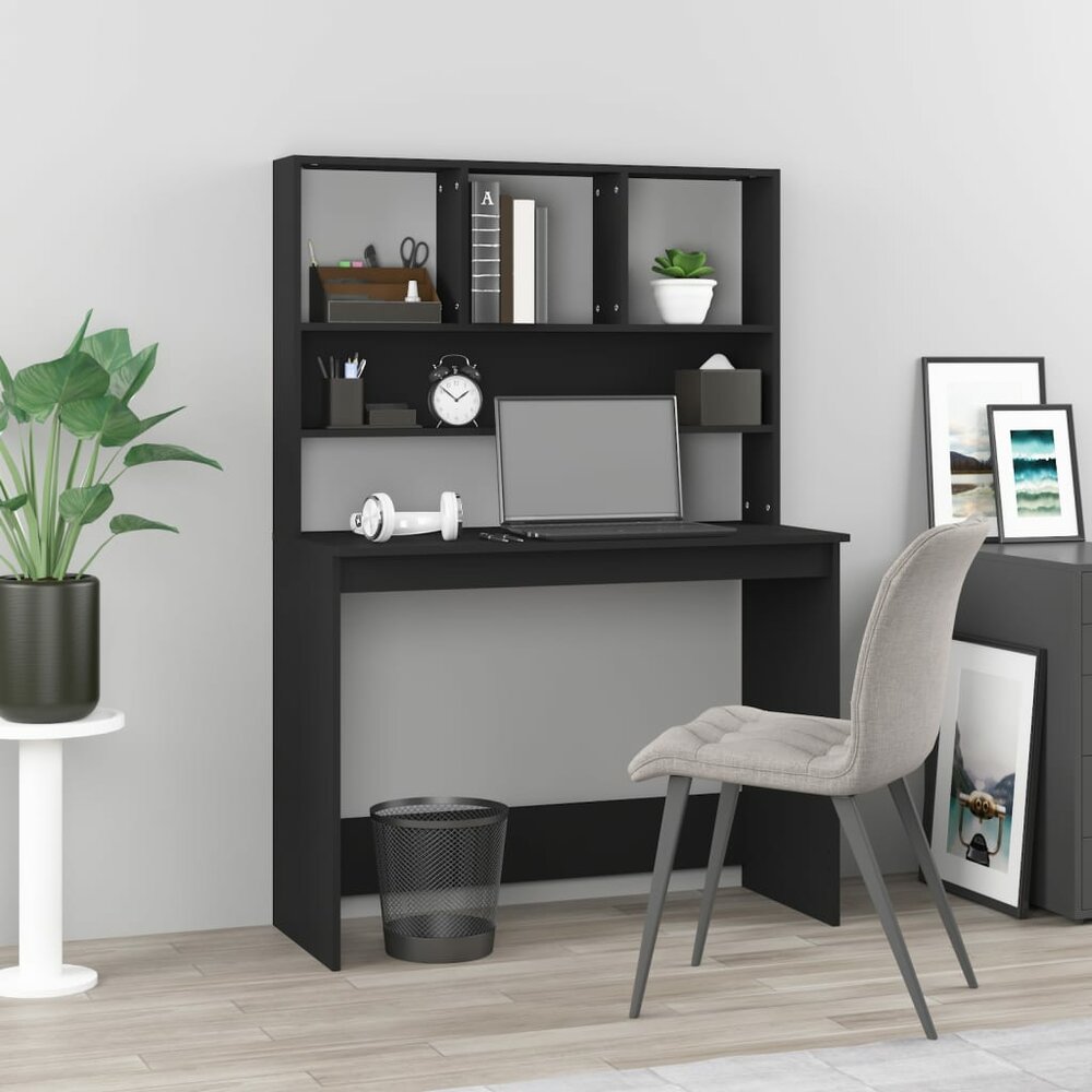 Bureau met open vakken 102X45X148 Cm Hout Zwart