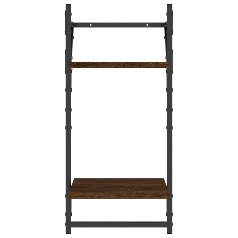 Wandrekjes set 6 stuks Met Stangen Hout bruin eikenkleur
