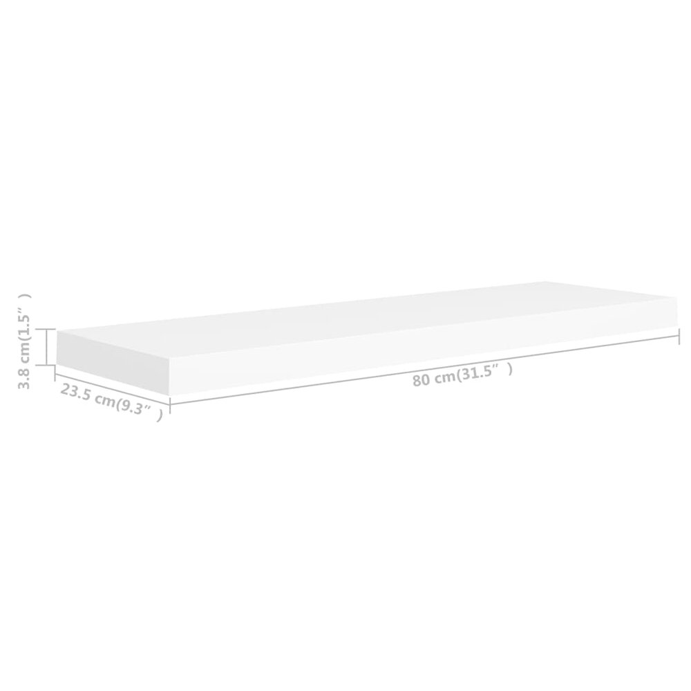 Wandschap Muurplank Zwevend 80X23,5X3,8 Cm Wit