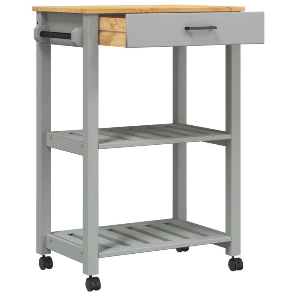 Keukentrolley Monza 60X40X90 Cm Massief Grenenhout Grijs