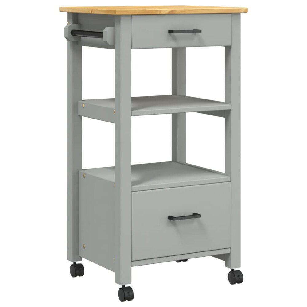 Keukentrolley Monza 48X40X90 Cm Massief Grenenhout Grijs