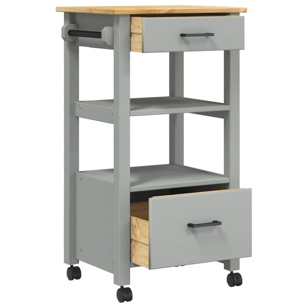 Keukentrolley Monza 48X40X90 Cm Massief Grenenhout Grijs