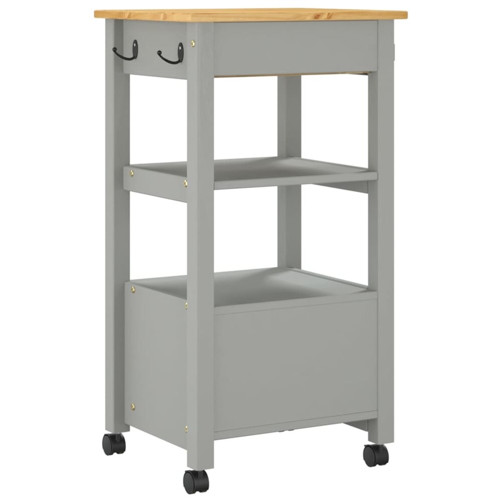 Keukentrolley Monza 48X40X90 Cm Massief Grenenhout Grijs