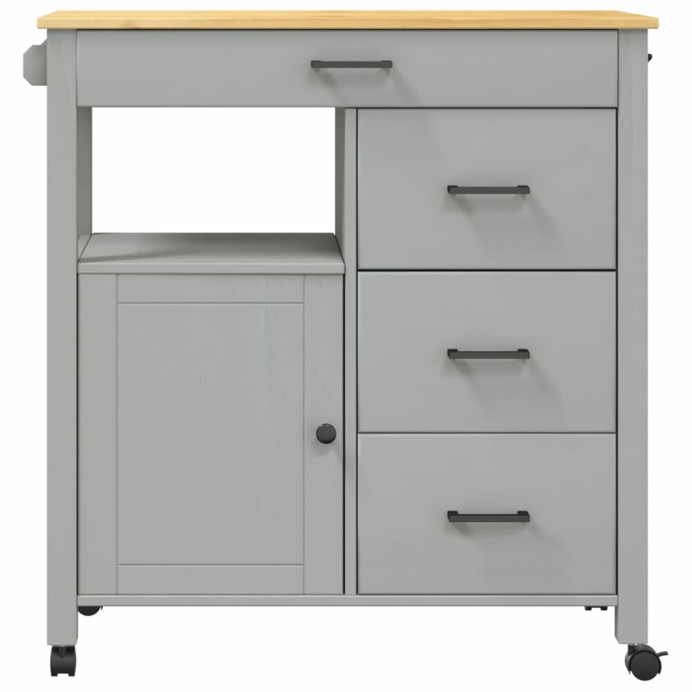 Keukentrolley Monza 84X40X90 Cm Massief Grenenhout Grijs