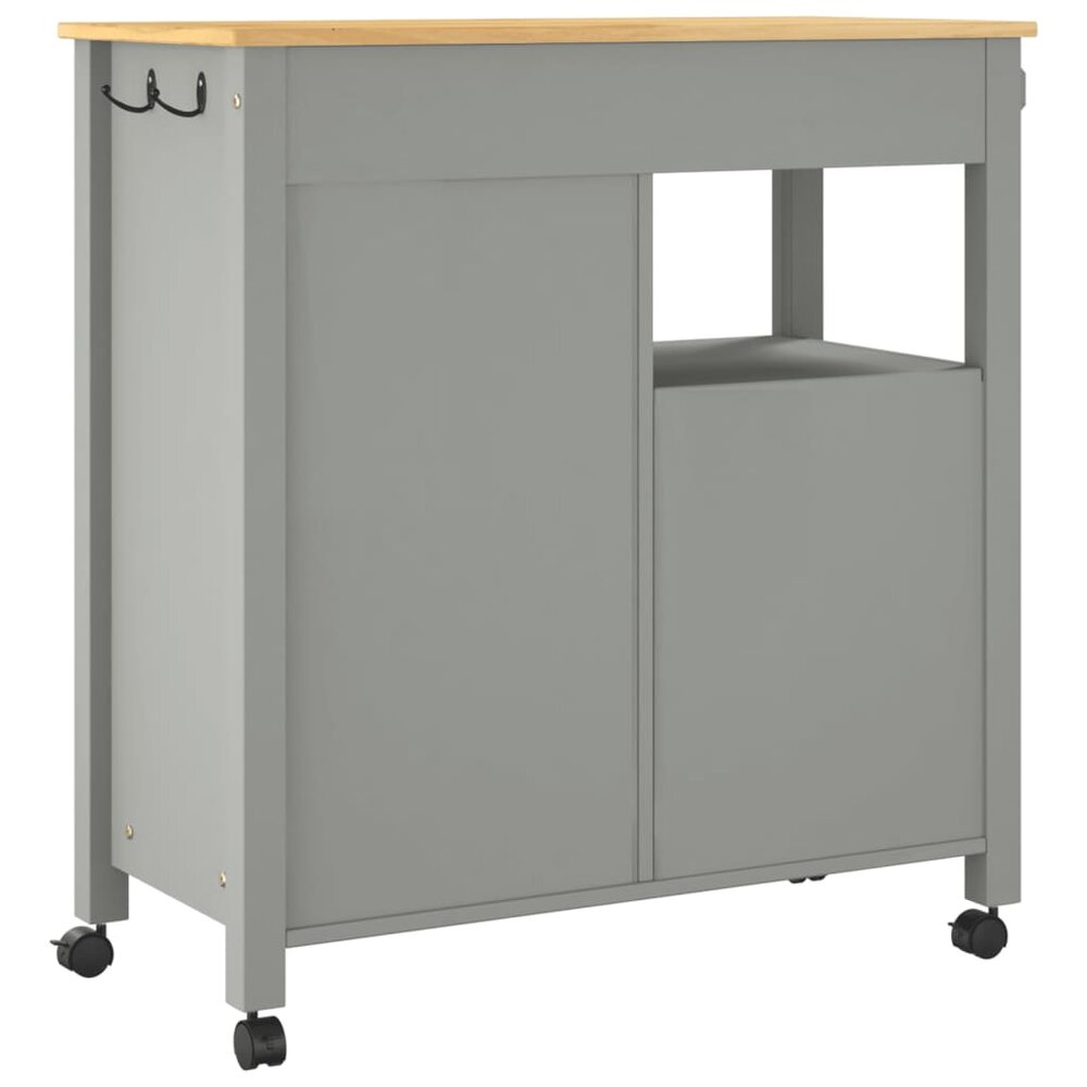 Keukentrolley Monza 84X40X90 Cm Massief Grenenhout Grijs