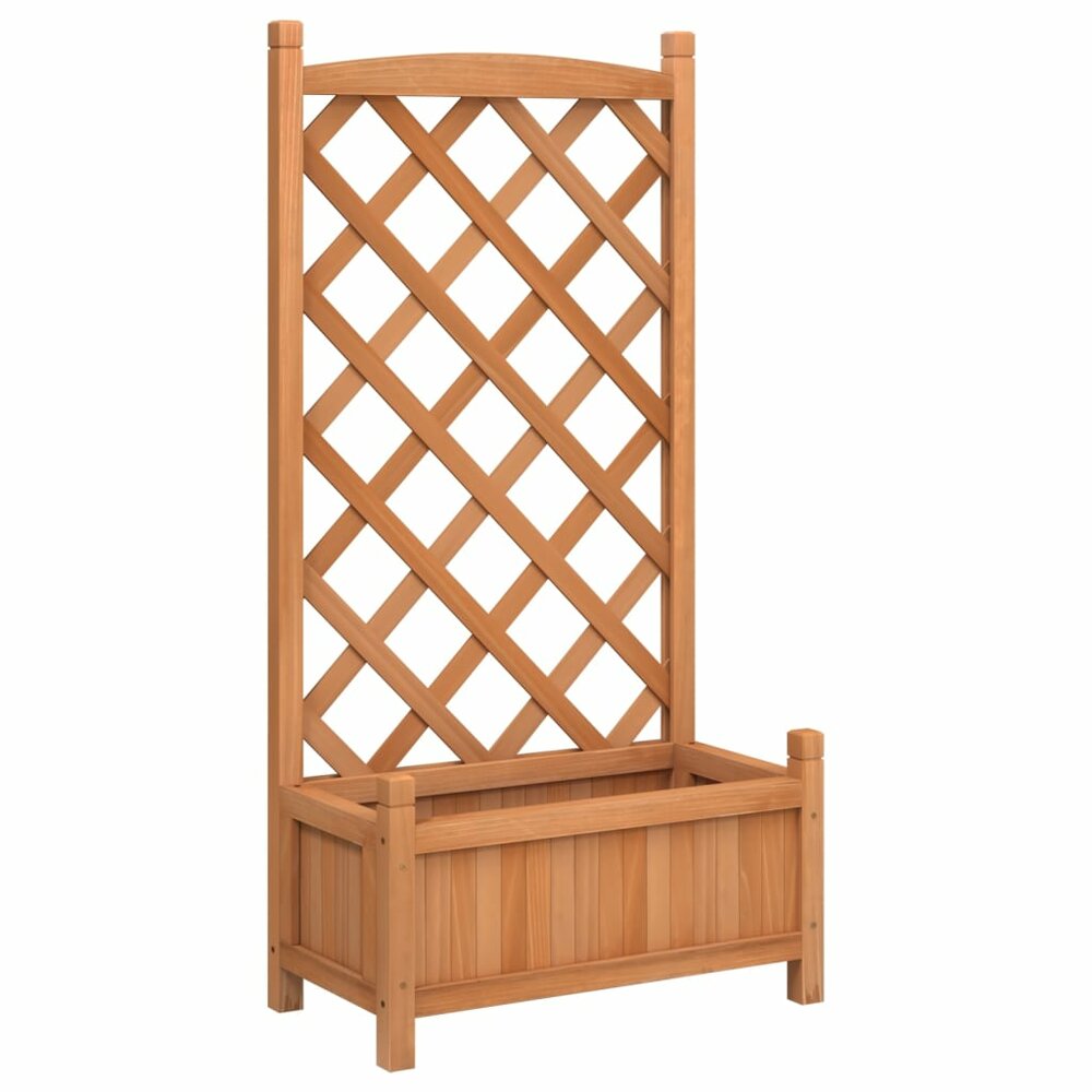 Plantenbak Met Latwerk Massief Vurenhout Bruin 55 x 29,5 x 30 cm