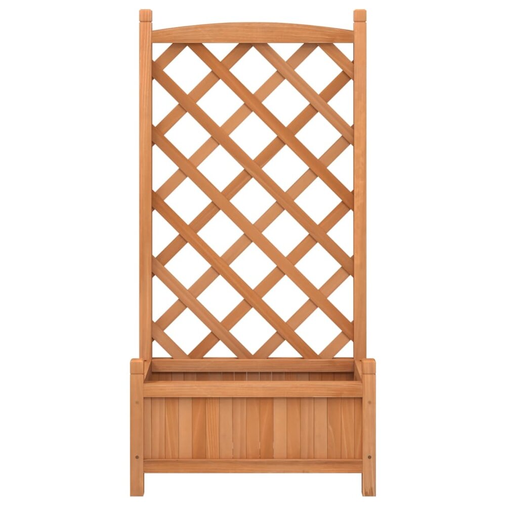 Plantenbak Met Latwerk Massief Vurenhout Bruin 55 x 29,5 x 30 cm