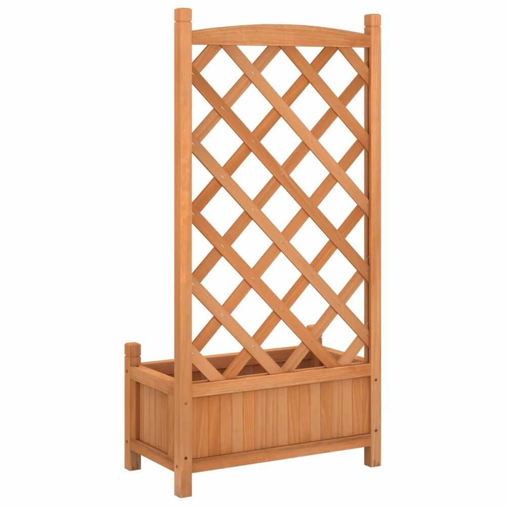Plantenbak Met Latwerk Massief Vurenhout Bruin 55 x 29,5 x 30 cm