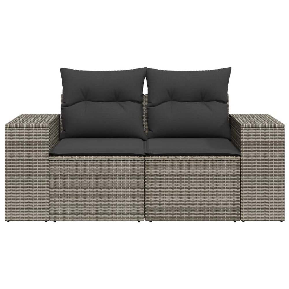 Tuinbank Nimf 2-Zits Met Kussens Poly Rattan Grijs