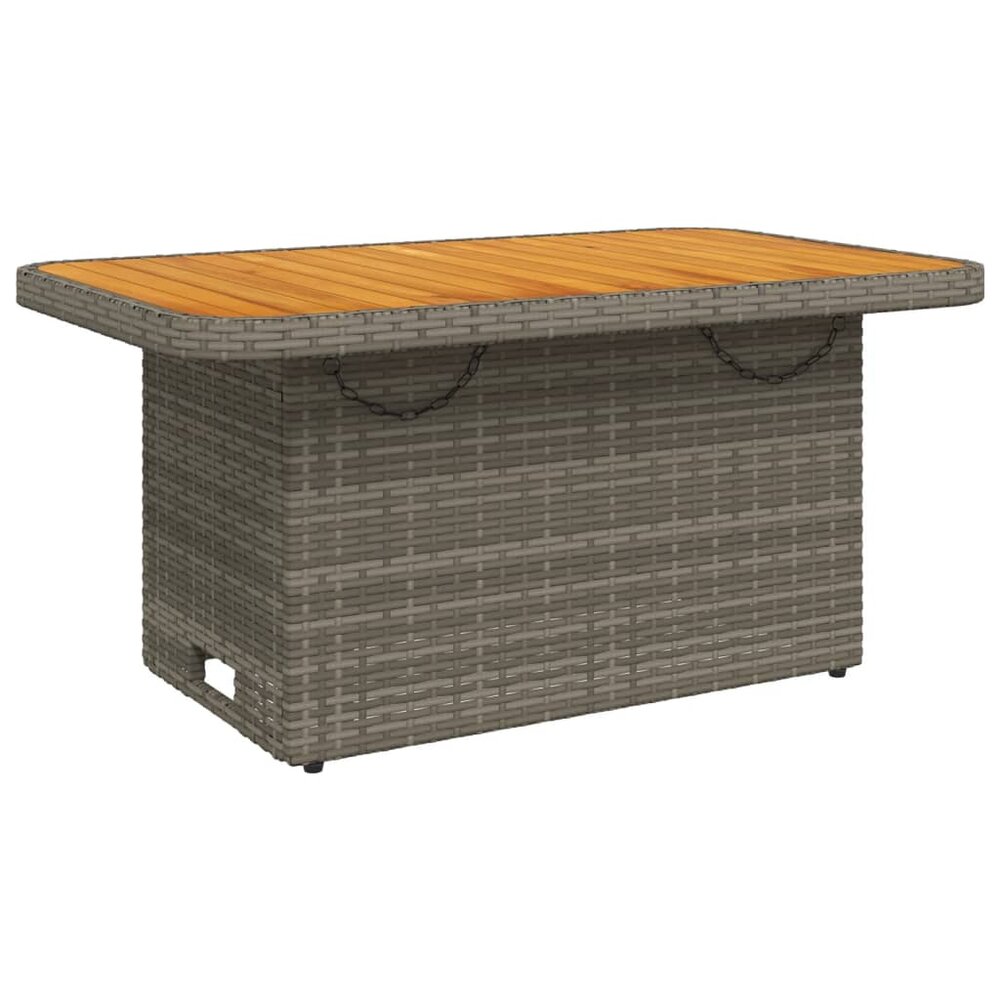 Tuintafel LIFT 90X55X71 Cm Poly Rattan En Acaciahout Grijs