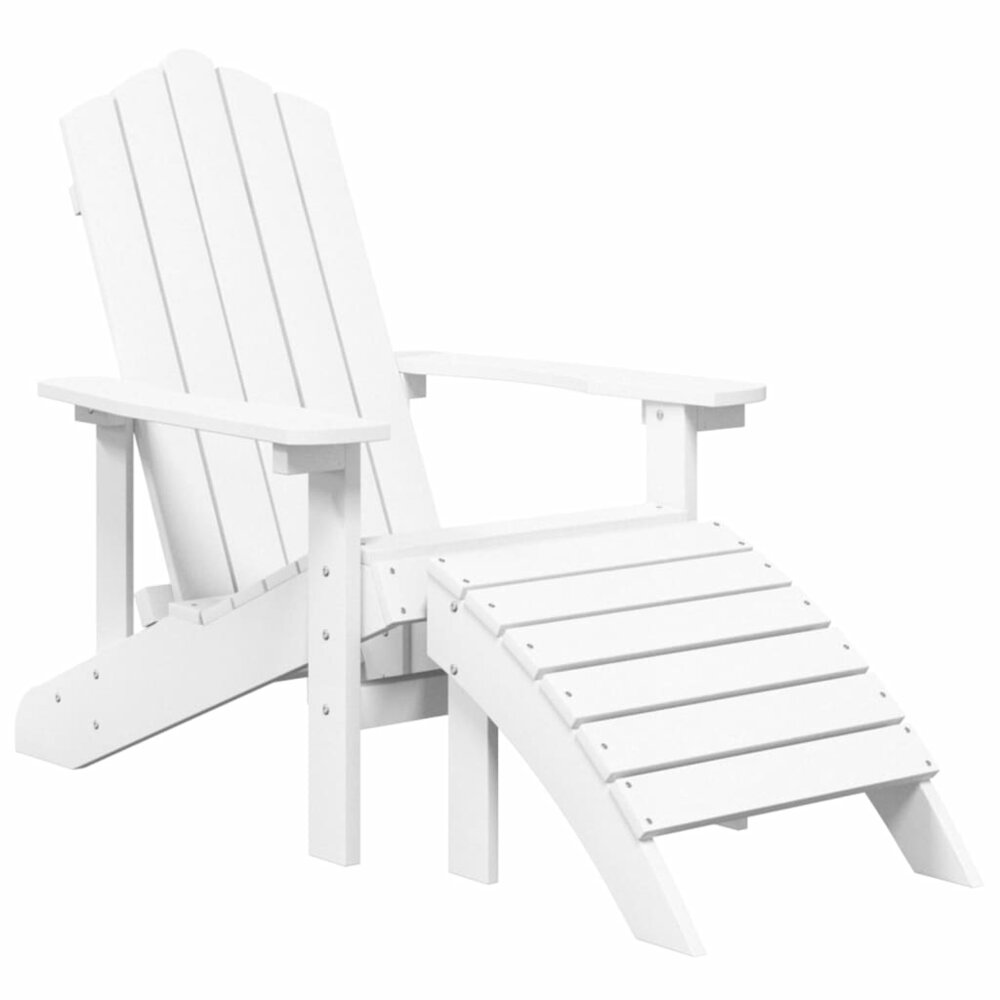 Tuinstoel Adirondack Met Voetenbank Hdpe Wit met voetensteun