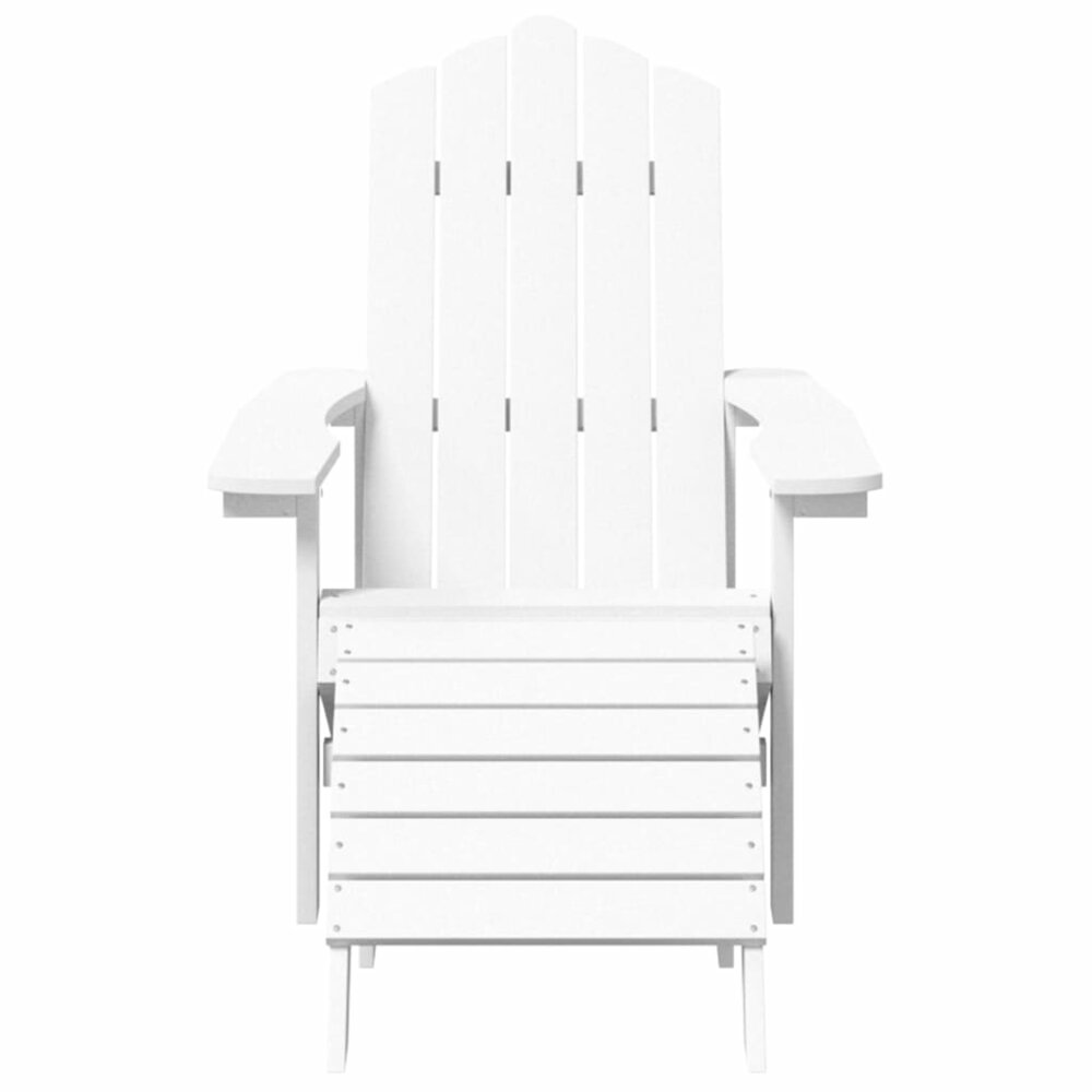 Tuinstoel Adirondack Met Voetenbank Hdpe Wit met voetensteun