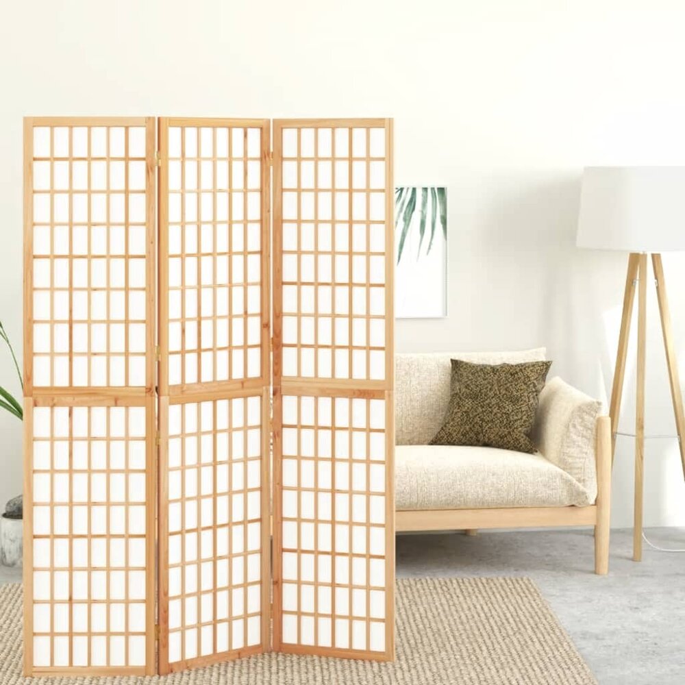 Kamerscherm Inklapbaar 3 Panelen Japanse Stijl 120 x 170 cm Naturel
