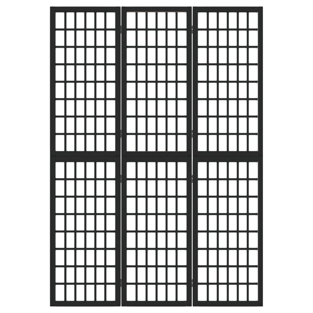 Kamerscherm Inklapbaar 3 Panelen Japanse Stijl 120 x 170 cm Zwart