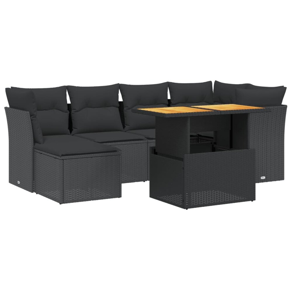 Loungeset Cupido Met Kussens Poly Rattan Zwart - 7-delig