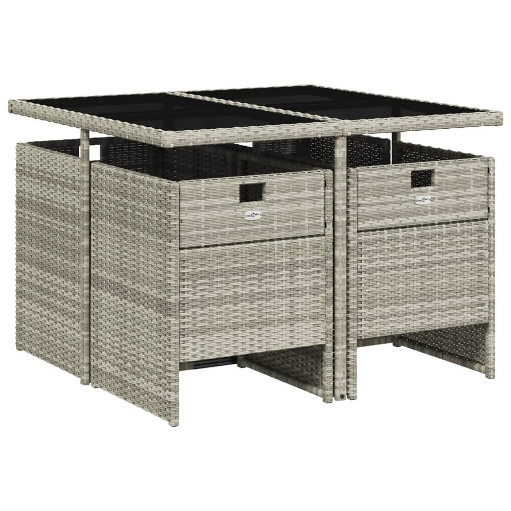 Tuinset Venus 4 stoelen Met Kussens Poly Rattan Lichtgrijs 