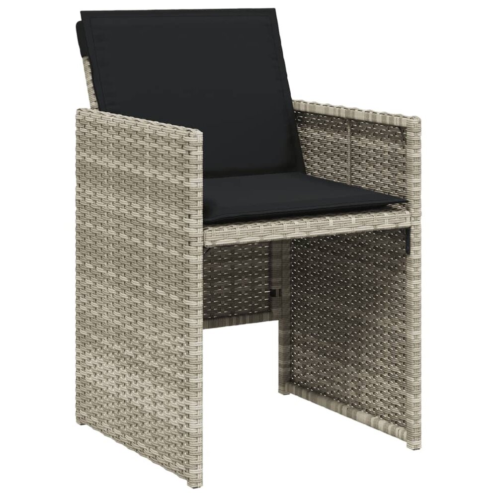 Tuinset Venus 4 stoelen Met Kussens Poly Rattan Lichtgrijs 